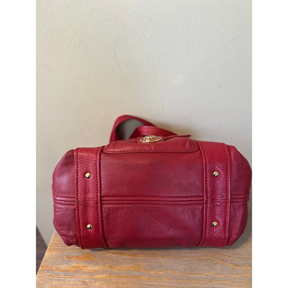 Michael Kors Bag Red Pebble Leather Top Handle Satchel Handbag - Picture 8 of 11